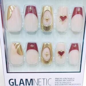 Glamnetic Press On Nails Metallic Gold Hearts Celestial Stars Vampy Dark Royal